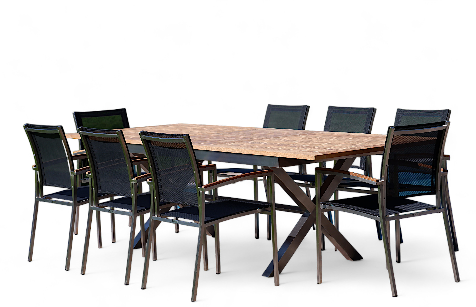 Gartengarnitur Edelstahl Teak Set Ausziehtisch 200 260x100 Cm 8