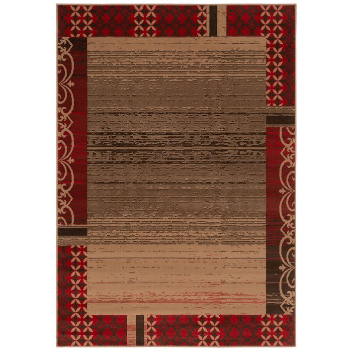 Designer Teppich Samba Modern Rot Beige Bord Re