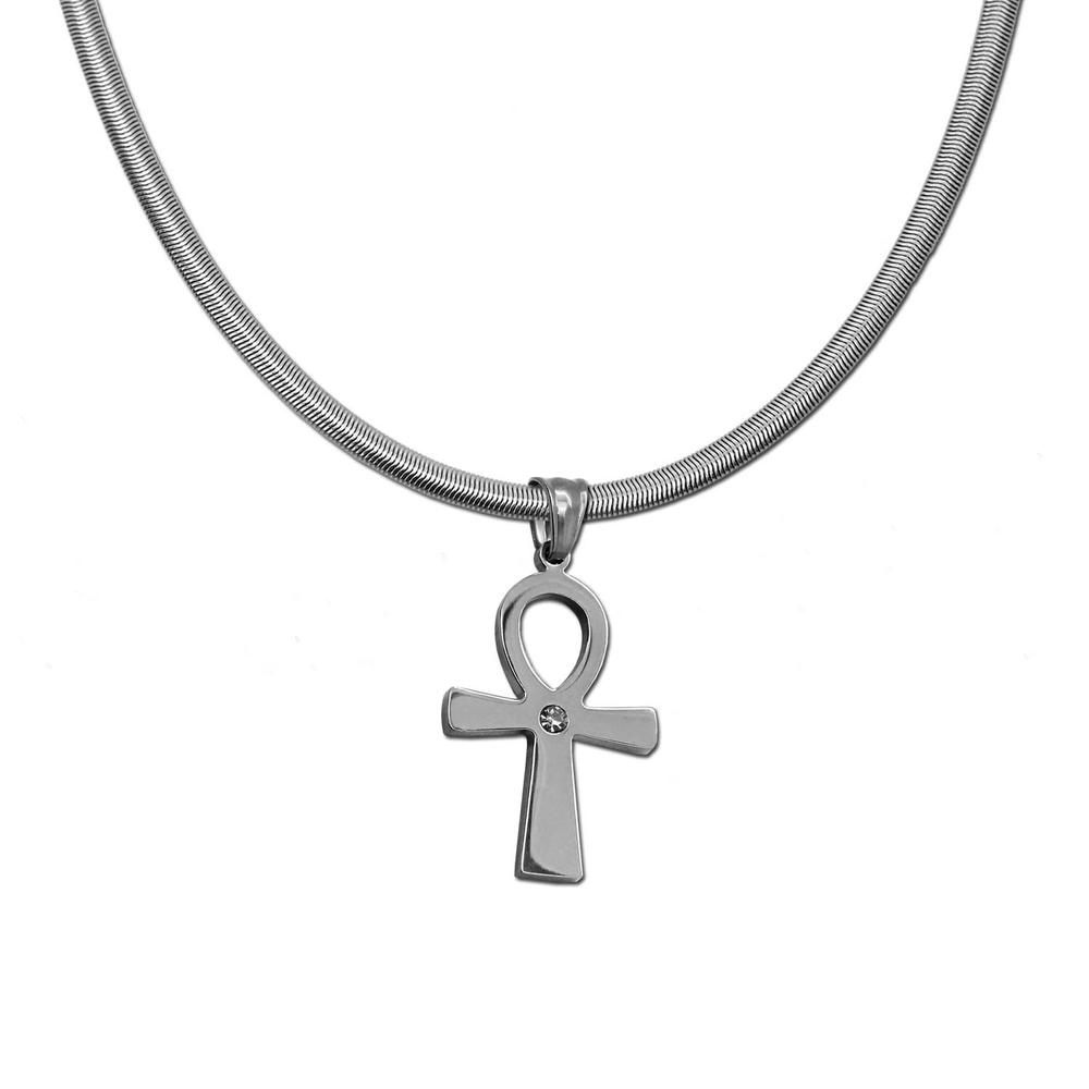 Halskette Anhänger Anch Ankh Kreuz Gliederkette Silbern Damen