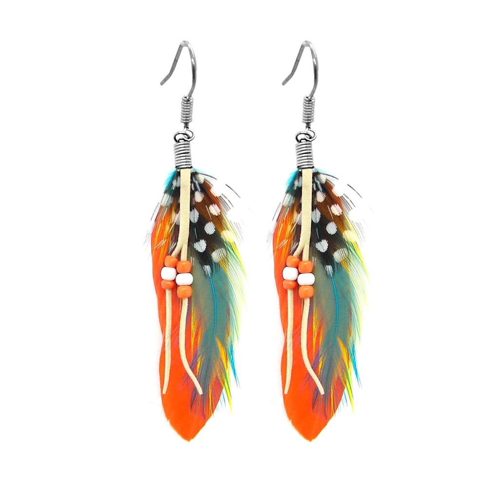 Ohrschmuck Ohrringe Federohrringe Feder Ohrhänger Leder Perle Fasching Piercing