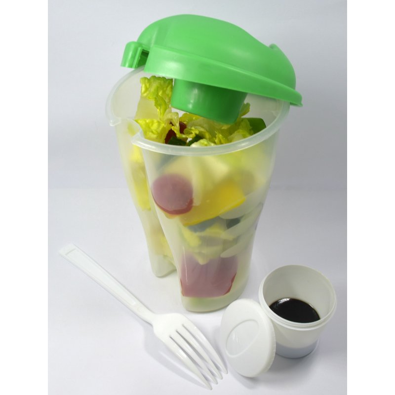 800 ml. 1 Karton mit 24 Stück Salat to go Salat Becher mit Gabel und Saucendose