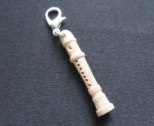 Miniblings Blockflöten Anhänger 30mm - Holz Anhänger Für Bettelarmband Versilbert