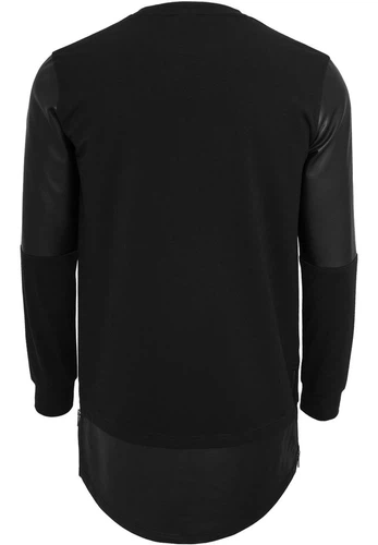 Urban Classics Herren Long Zipped Kunstleder Crewneck