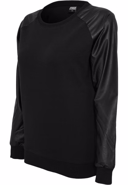 Urban Classics Damen Sweatshirt Damen Kunstleder Wideneck Crew Urban Classics Damen Sweatshirt Damen Kunstleder Wideneck Crew