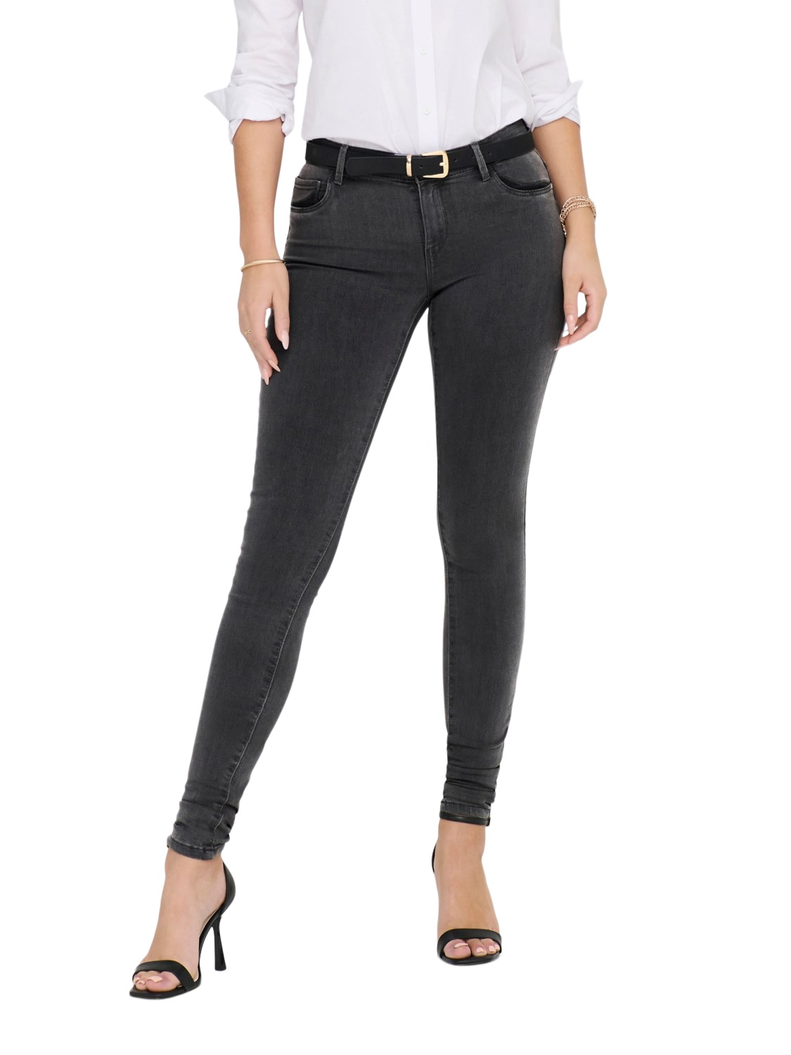 Only Damen Jeans onlRAIN REG SKINNY JEANS CRY6060 - Skinny Fit - Schwarz - Blau