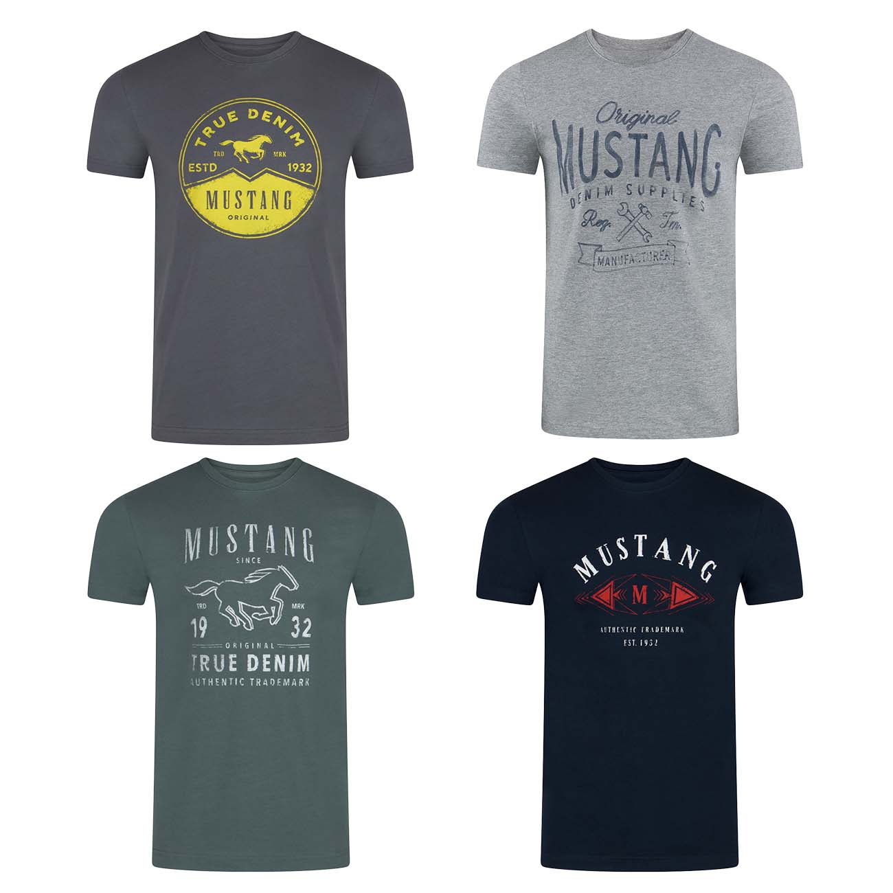 MUSTANG Tshirt Herren Baumwolle Regular Fit 4er Pack günstig online kaufen