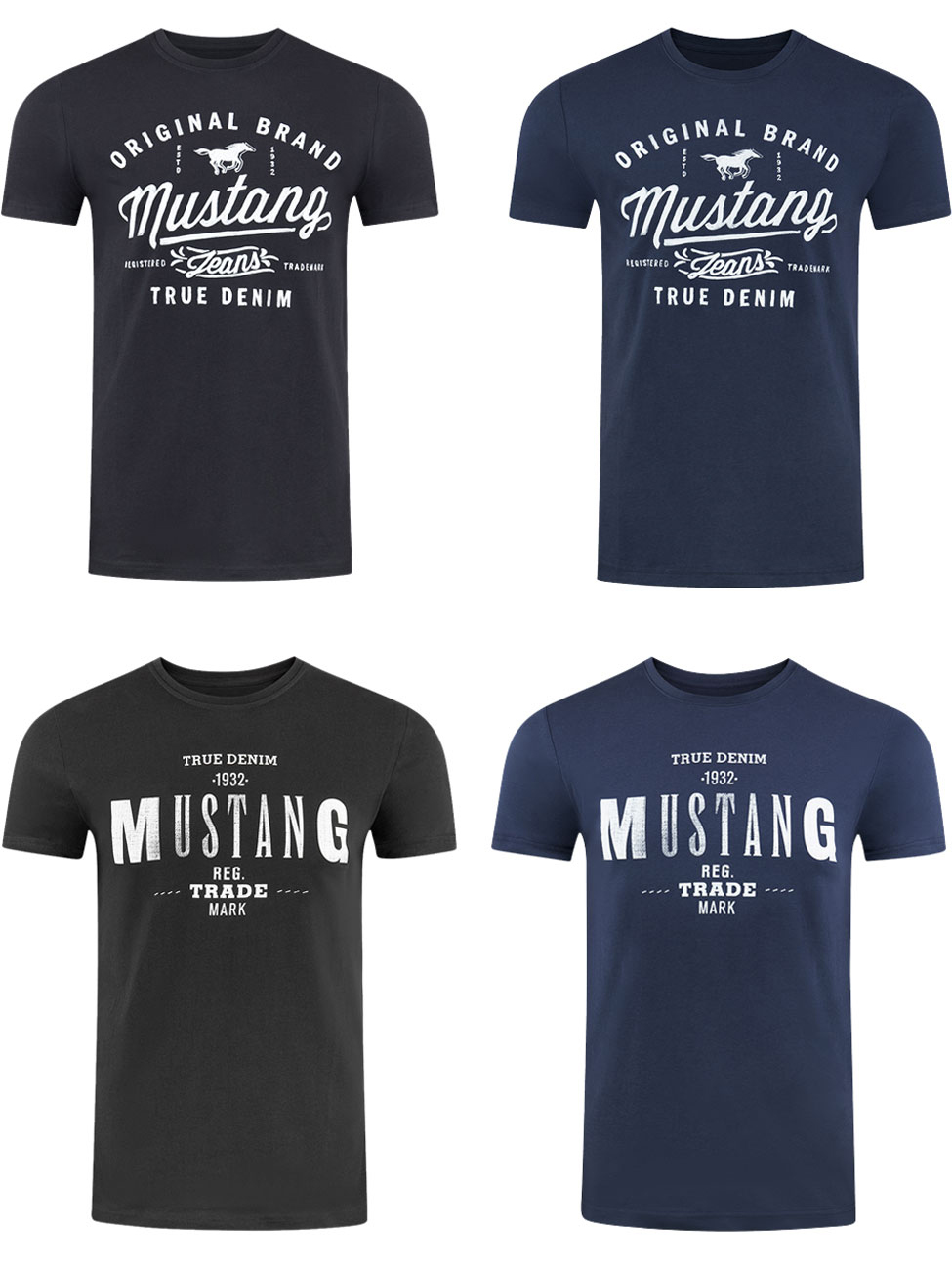 Mustang Herren T-Shirt Mustang Mehrfarbig Rundhals Regular Fit S bis 6XL 4er Pack