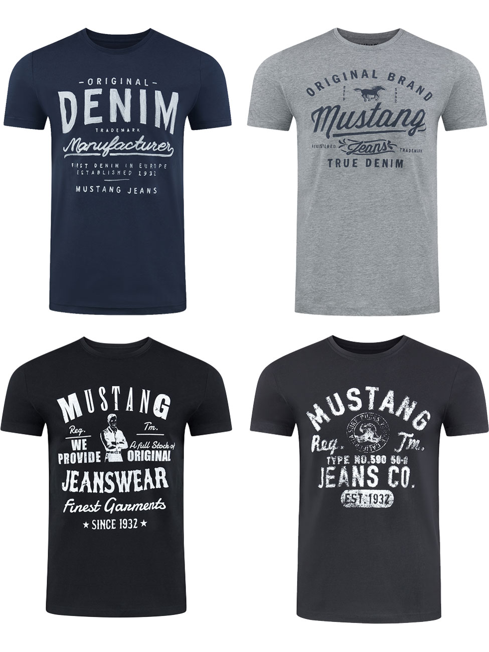 MUSTANG Tshirt Herren Baumwolle Regular Fit 4er Pack günstig online kaufen