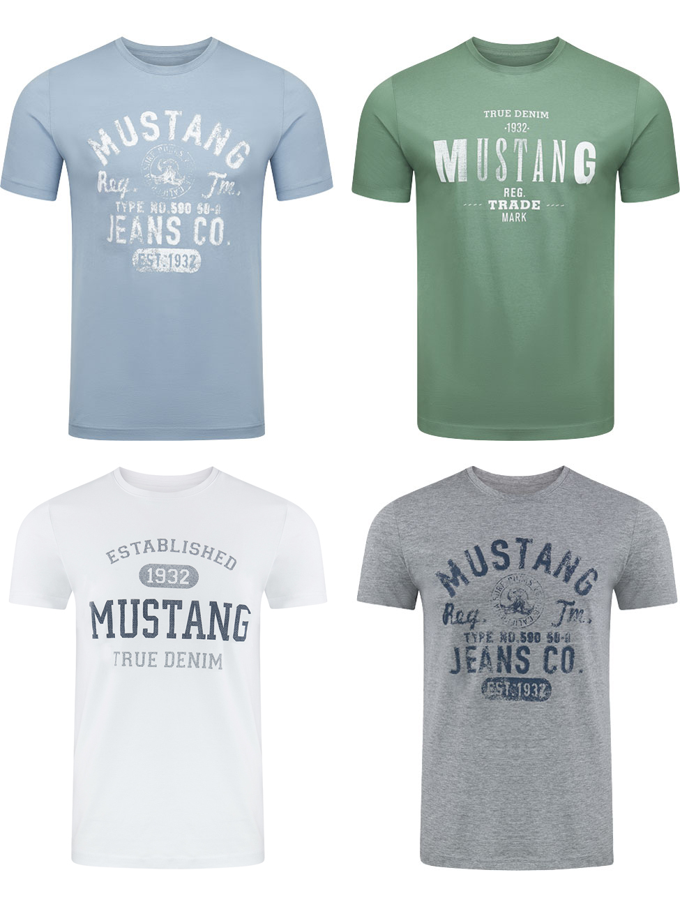 MUSTANG Tshirt Herren Baumwolle Regular Fit 4er Pack günstig online kaufen