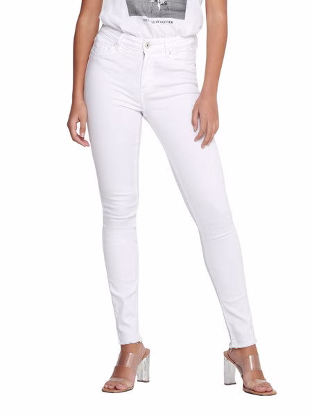 Only Damen Jeans onlBLUSH MID SK ANK RAW REA0730 - Skinny Fit - Weiß - White Only Damen Jeans onlBLUSH MID SK ANK RAW REA0730 - Skinny Fit - Weiß - White