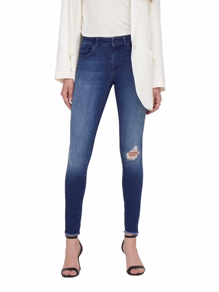 Only Damen Jeans onlBLUSH MID ANK RAW JEANS REA2077 - Skinny Fit - Blau - Medium Blue Only Damen Jeans onlBLUSH MID ANK RAW JEANS REA2077 - Skinny Fit - Blau - Medium Blue