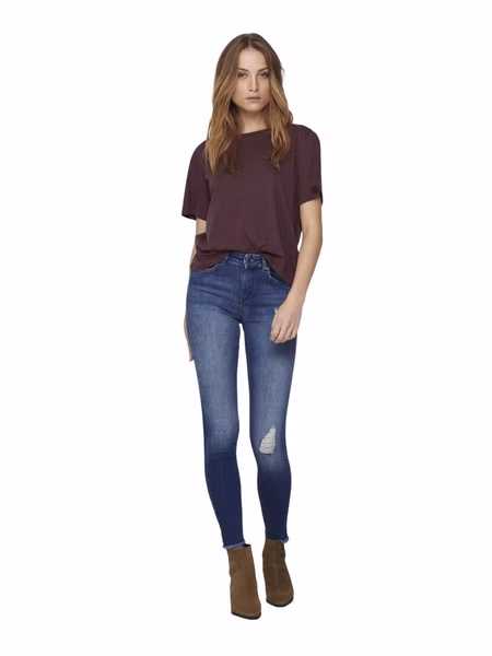 Only Damen Jeans onlBLUSH MID ANK RAW JEANS REA2077 - Skinny Fit - Blau - Medium Blue Only Damen Jeans onlBLUSH MID ANK RAW JEANS REA2077 - Skinny Fit - Blau - Medium Blue