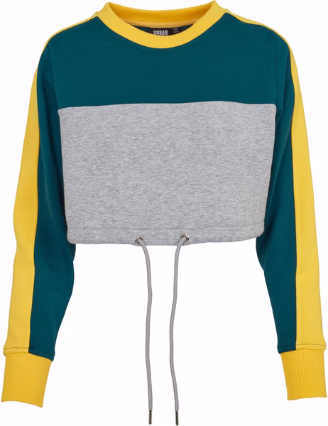 Urban Classics Damen Sweater Cropped 3-Tone Stripe Crew Urban Classics Damen Sweater Cropped 3-Tone Stripe Crew