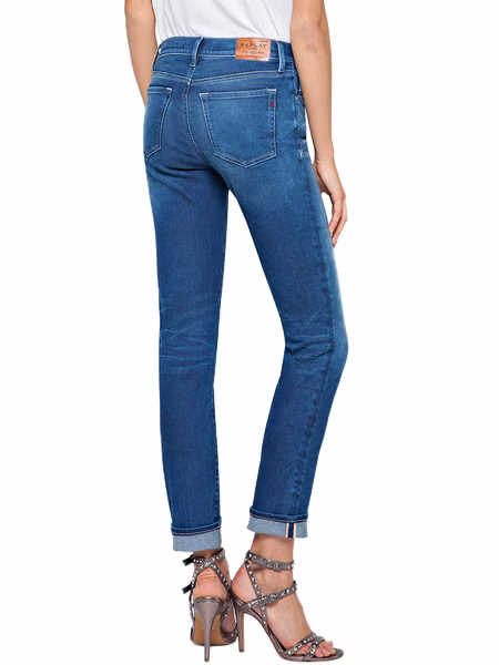 Replay Damen Jeans Vivy - Slim Fit - Blau - Medium Blue