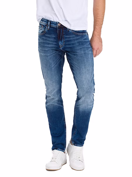 Cross Jeans Herren Jeans Jimi - Slim Tapered Fit - Blau - Dark Mid Blue Cross Jeans Herren Jeans Jimi - Slim Tapered Fit - Blau - Dark Mid Blue