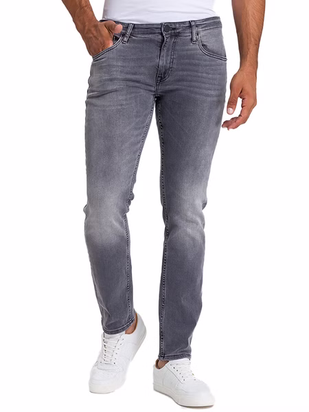 Cross Jeans Herren Jeans Damien - Slim Fit - Grau - Grey Used Cross Jeans Herren Jeans Damien - Slim Fit - Grau - Grey Used