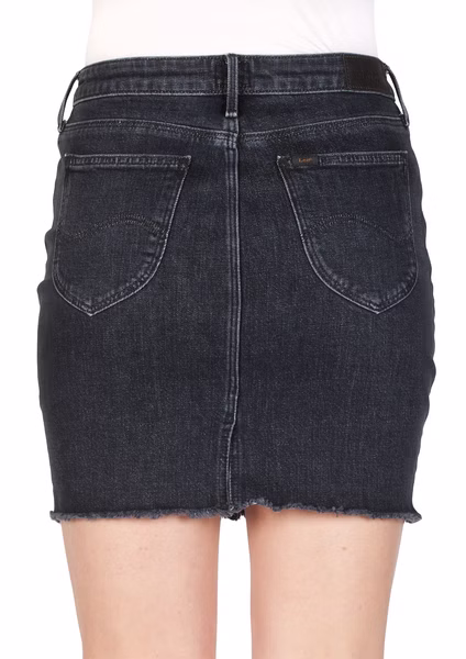 Lee Damen Jeansrock Mid Skirt - Schwarz - Black Stone Lee Damen Jeansrock Mid Skirt - Schwarz - Black Stone