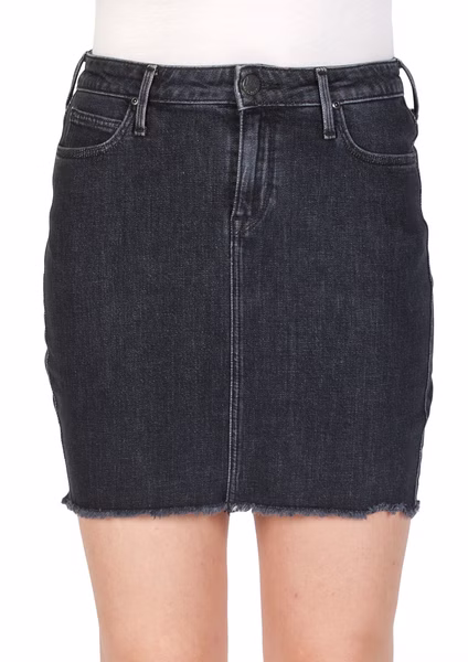 Lee Damen Jeansrock Mid Skirt - Schwarz - Black Stone Lee Damen Jeansrock Mid Skirt - Schwarz - Black Stone