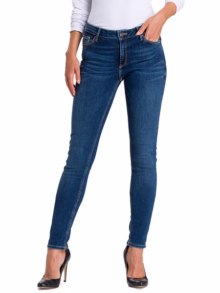 Cross Jeans Damen Jeans Alan - Skinny Fit - Blau - Dark Blue Cross Jeans Damen Jeans Alan - Skinny Fit - Blau - Dark Blue