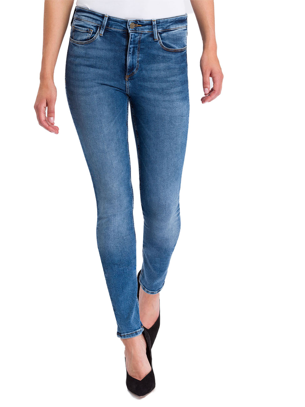 Cross Jeans Damen Jeans Natalia Super Skinny Fit Blau Mid Blue Kaufen Jeans Direct De