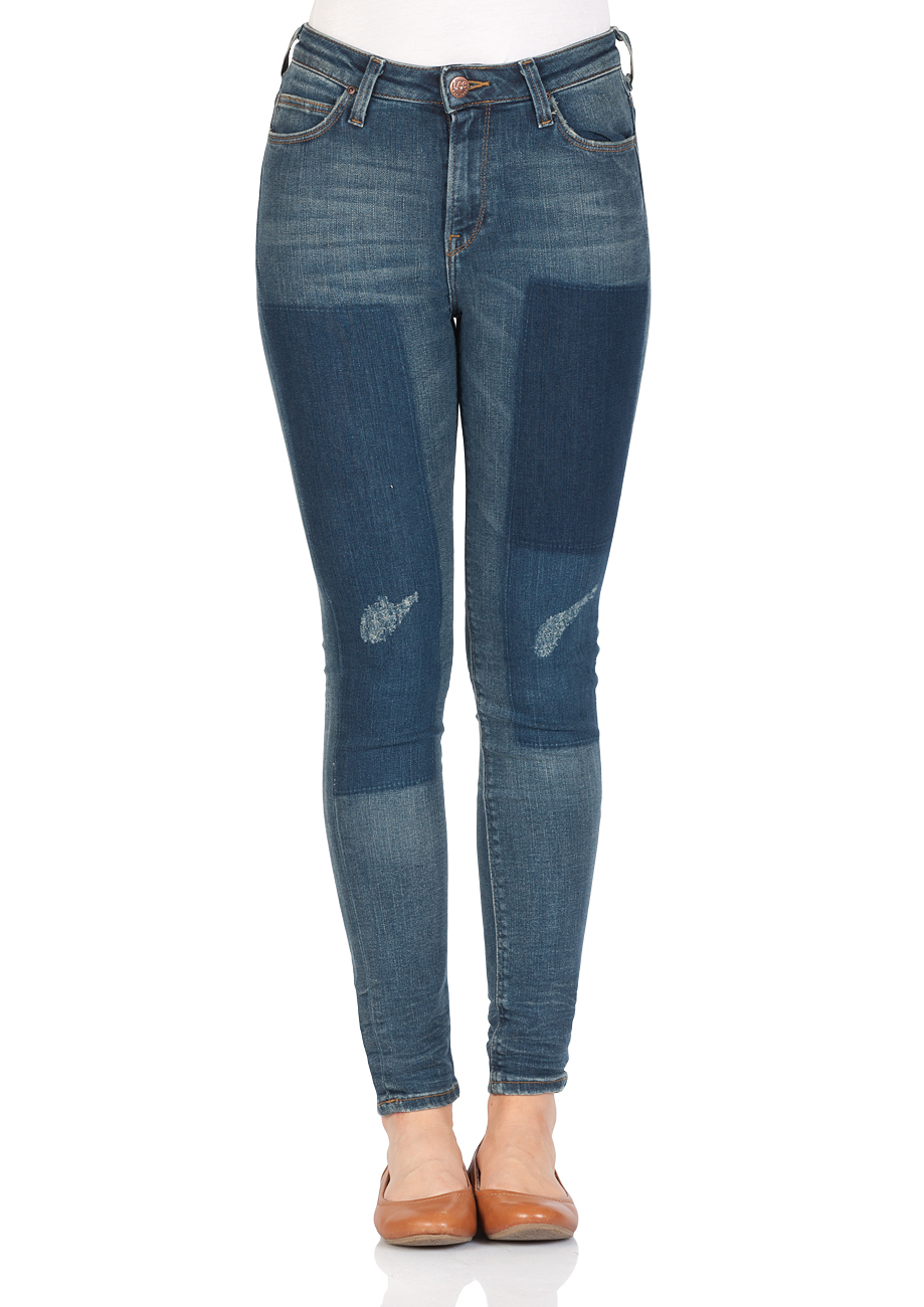 Lee Damen Jeans Scarlett High - Skinny Fit - Blau - Strummer Patch