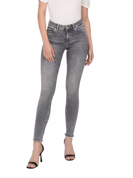 Only Damen Jeans ONLBLUSH MID SK ANK RAW JNS REA0918 - Skinny Fit - Grau - Grey Denim Only Damen Jeans ONLBLUSH MID SK ANK RAW JNS REA0918 - Skinny Fit - Grau - Grey Denim