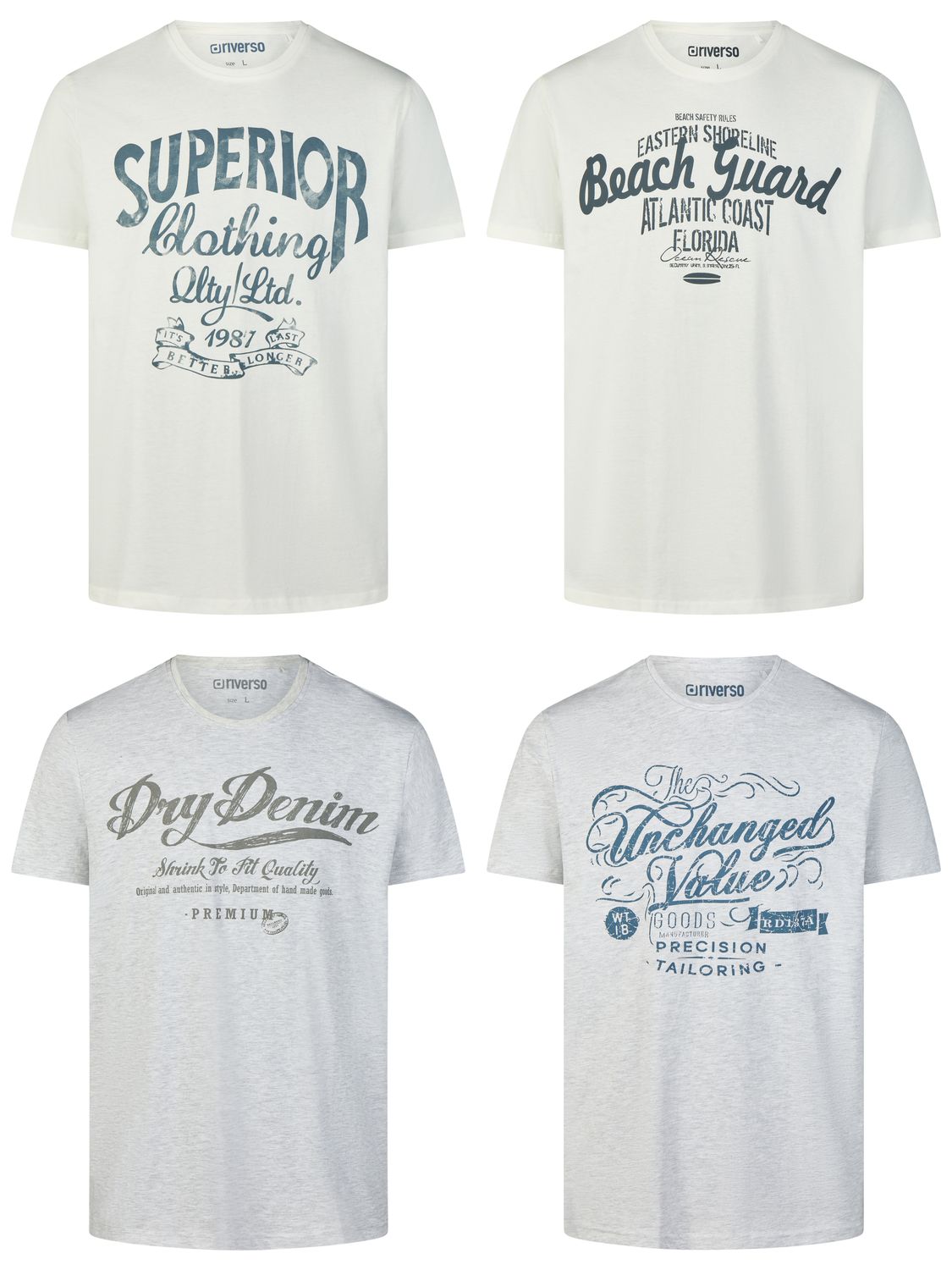 Thumbnail - riverso Tshirt Herren Baumwolle Regular Fit RIVLeon 4er Set Pack