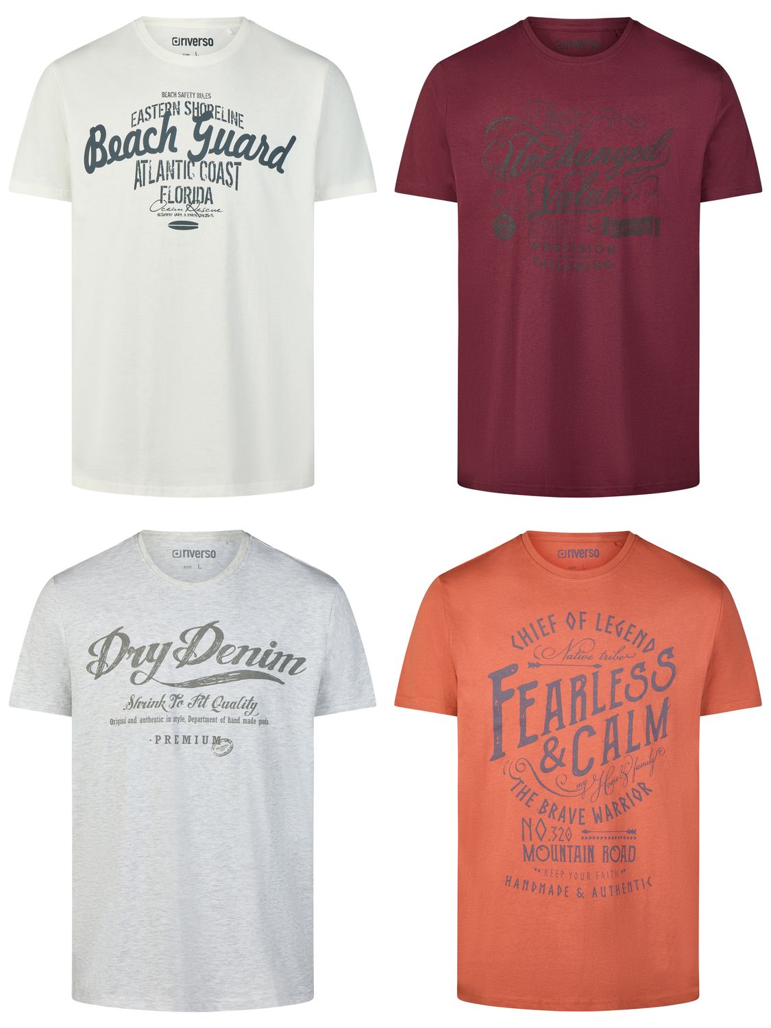 Thumbnail - riverso Tshirt Herren Baumwolle Regular Fit RIVLeon 4er Set Pack