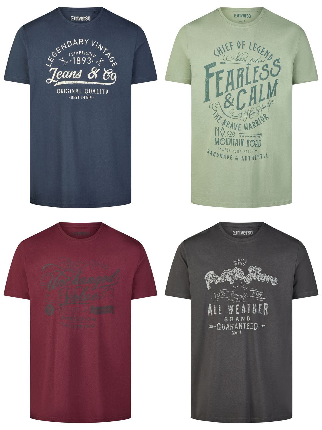 Thumbnail - riverso Tshirt Herren Baumwolle Regular Fit RIVLeon 4er Set Pack