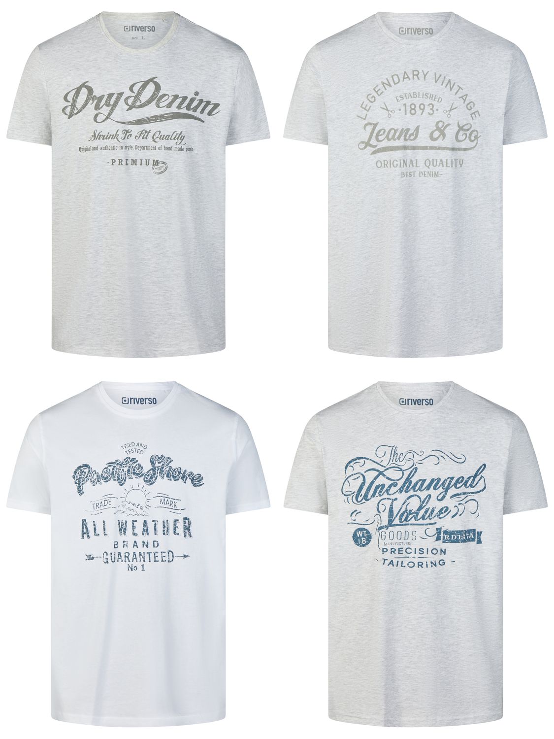 riverso Tshirt Herren Baumwolle Regular Fit RIVLeon 4er Set Pack