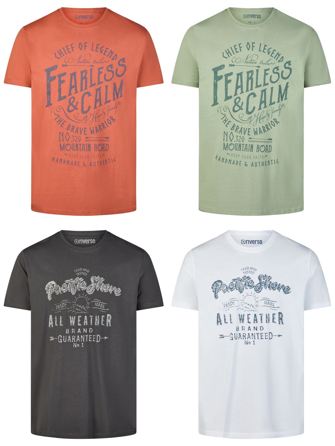 Thumbnail - riverso Tshirt Herren Baumwolle Regular Fit RIVLeon 4er Set Pack