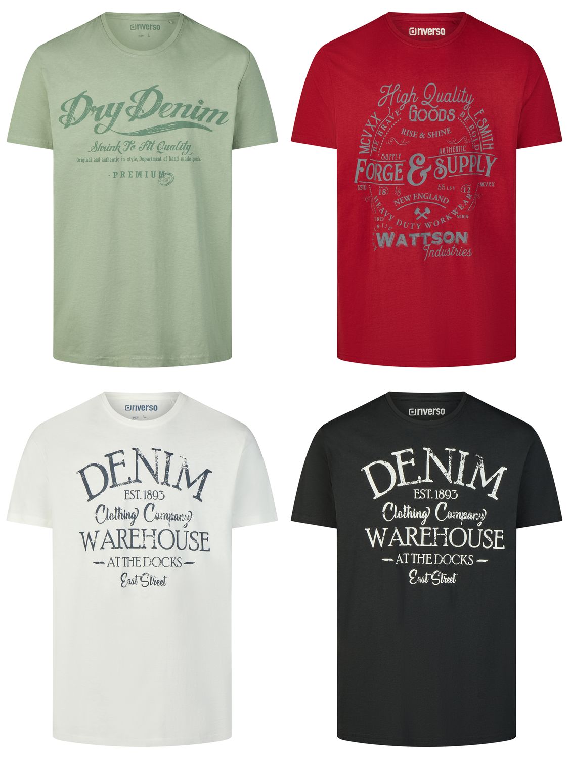 Thumbnail - riverso Tshirt Herren Baumwolle Regular Fit RIVLeon 4er Set Pack