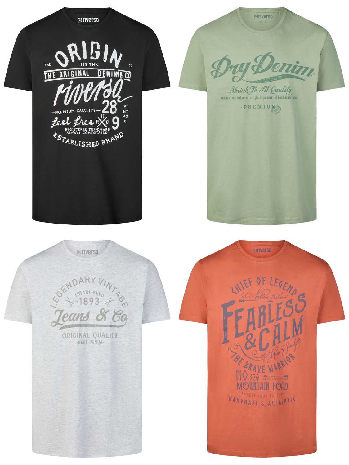 Thumbnail - riverso Tshirt Herren Baumwolle Regular Fit RIVLeon 4er Set Pack