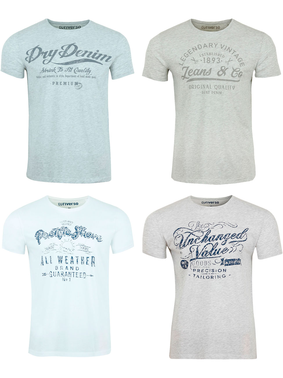 riverso Tshirt Herren Baumwolle Regular Fit RIVLeon 4er Set Pack günstig online kaufen