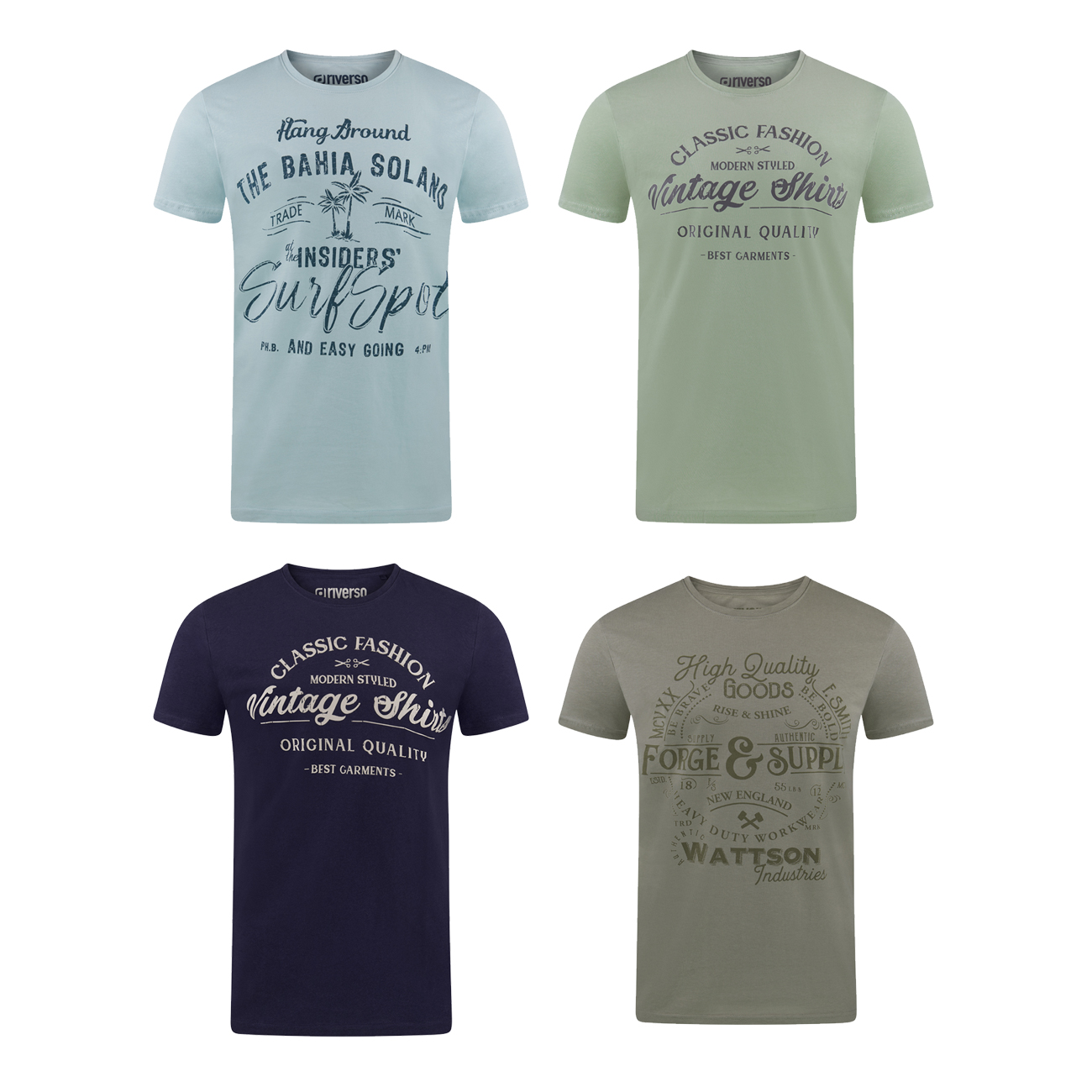 riverso Tshirt Herren Baumwolle Regular Fit RIVLeon 4er Set Pack günstig online kaufen