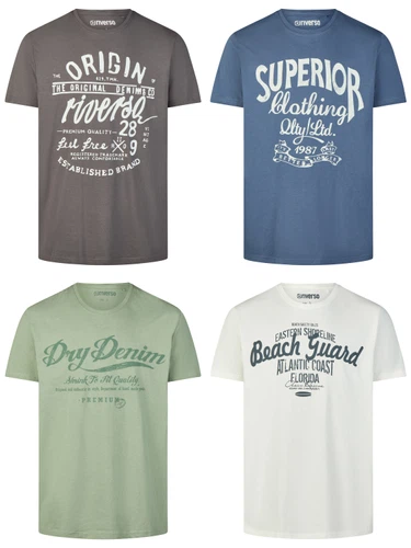 riverso Tshirt Herren Baumwolle Regular Fit RIVLeon 4er Set Pack