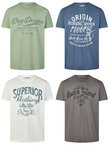 riverso Tshirt Herren Baumwolle Regular Fit RIVLeon 4er Set Pack