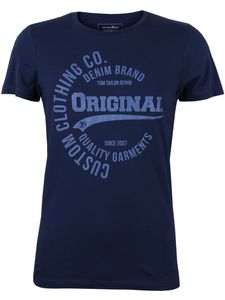 Tom Tailor Denim Herren Rundhals T-Shirt 100% Baumwolle mit Frontprint S M L XL XXLBlau