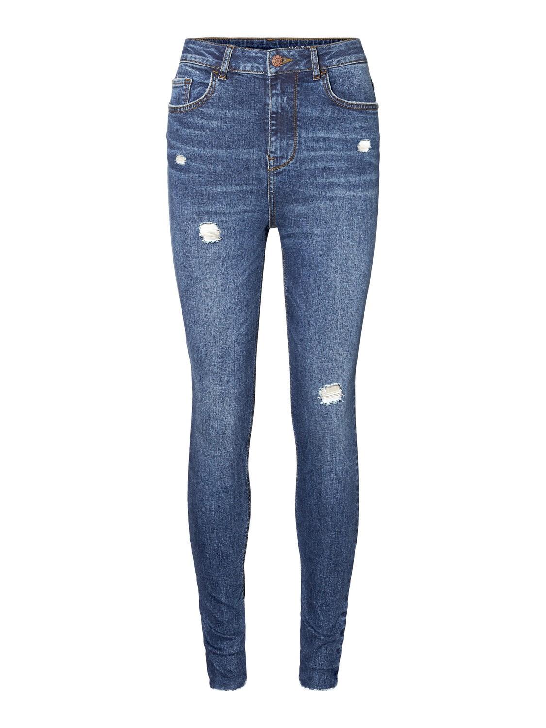 Noisy May Damen Jeans NMVICKY NW SKINNY DES JEANS BA052MB - Skinny Fit - Blau - Medium Blue Denim
