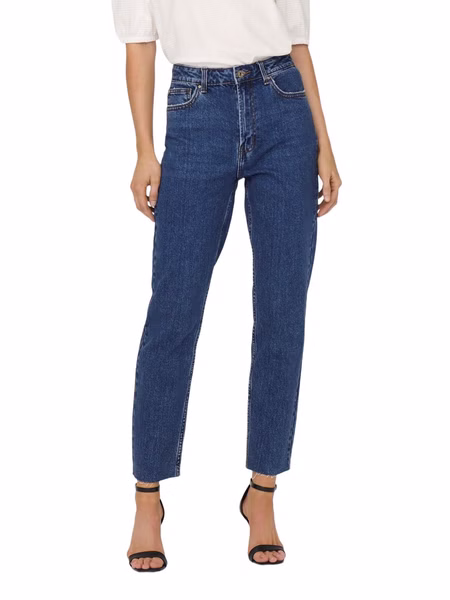 Only Damen Jeans ONLEMILY HW ST RAW CRP ANK MAE 0005 - Straight Fit - Blau - Dark Blue Denim Only Damen Jeans ONLEMILY HW ST RAW CRP ANK MAE 0005 - Straight Fit - Blau - Dark Blue Denim
