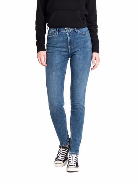 Lee Damen Jeans Jeanshose Stretch Scarlett High Skinny Fit  - Blau - Mid Copan Lee Damen Jeans Jeanshose Stretch Scarlett High Skinny Fit  - Blau - Mid Copan