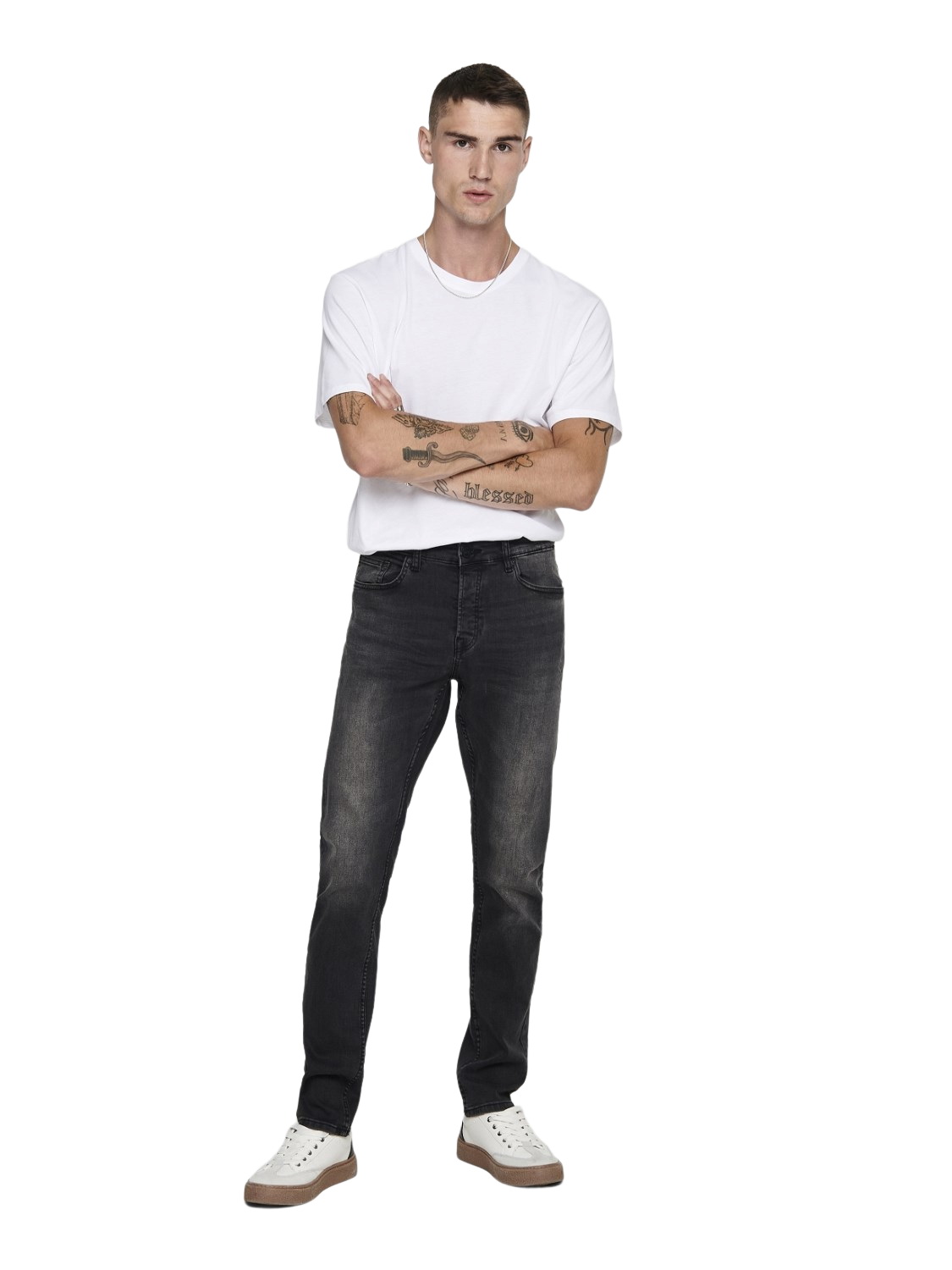 Only & Sons Herren Jeans ONSLOOM BLACK WASHED DCC 0447 - Slim Fit - Schwarz günstig online kaufen