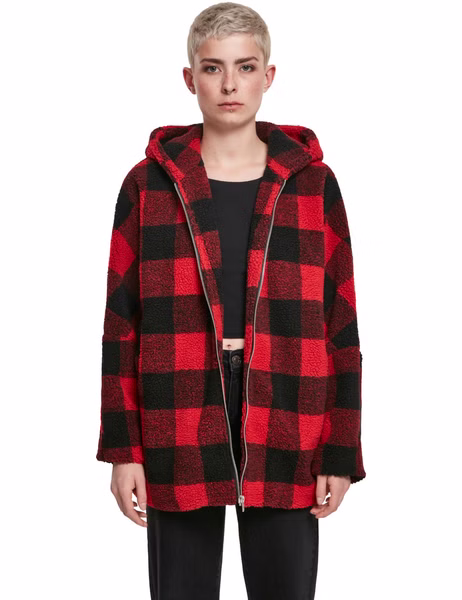Urban Classics Ladies Hooded Oversized Check Sherpa Jacke Urban Classics Ladies Hooded Oversized Check Sherpa Jacke