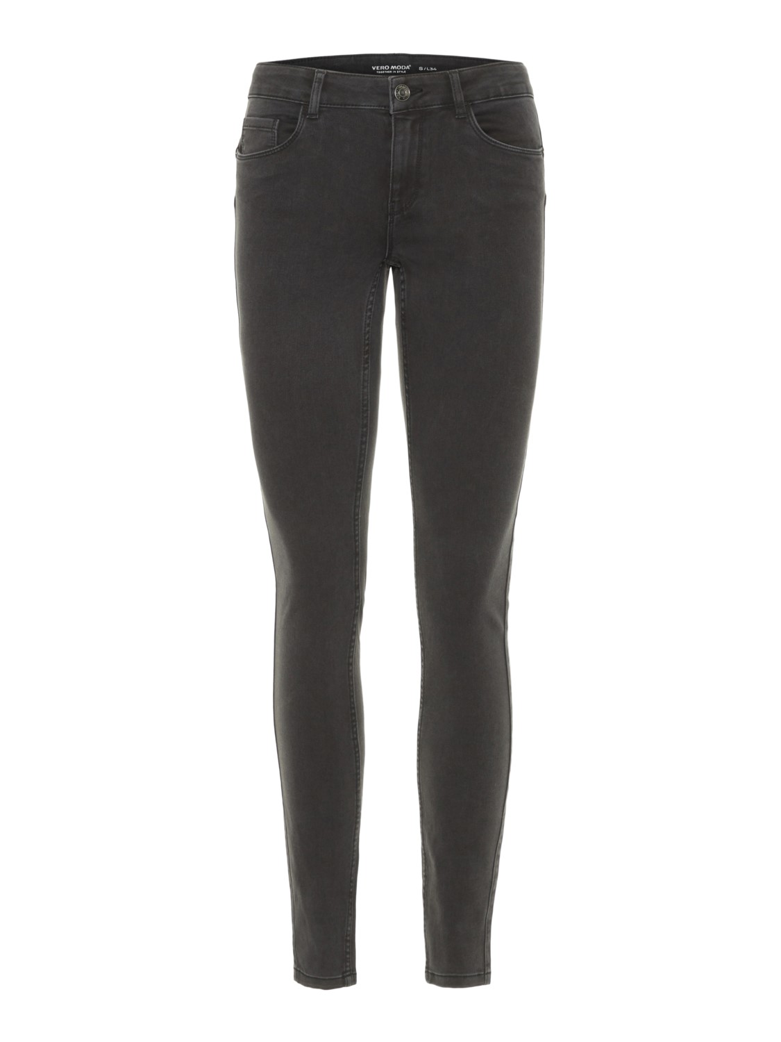 Vero Moda Damen Jeans VMSEVEN NW S SHAPE UP JEANS VI501 - Skinny Fit - Grau - Dark Grey Denim