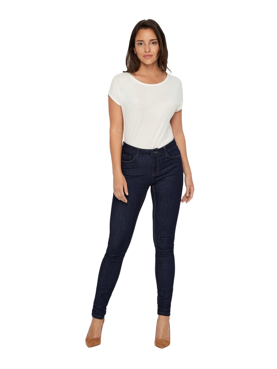 Vero Moda Damen Jeans VMSEVEN NW S SHAPE UP JEANS VI506 - Skinny Fit - Schw günstig online kaufen