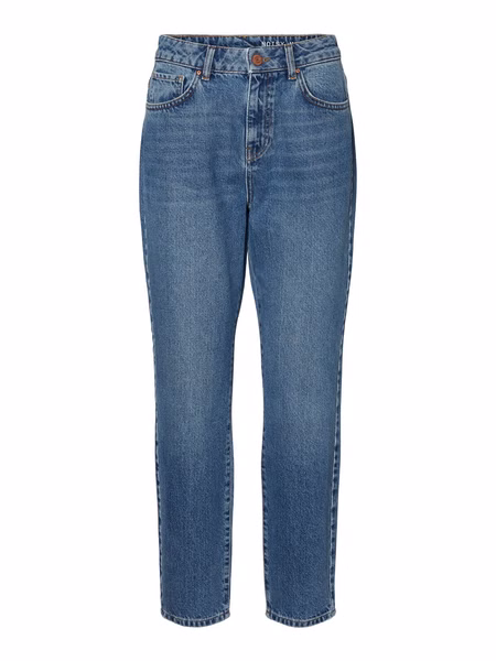 Noisy May Damen Jeans NMISABEL HW ANKL MOM JNS KI018MB -  Straight Fit - Blau - Medium Blue Denim Noisy May Damen Jeans NMISABEL HW ANKL MOM JNS KI018MB -  Straight Fit - Blau - Medium Blue Denim