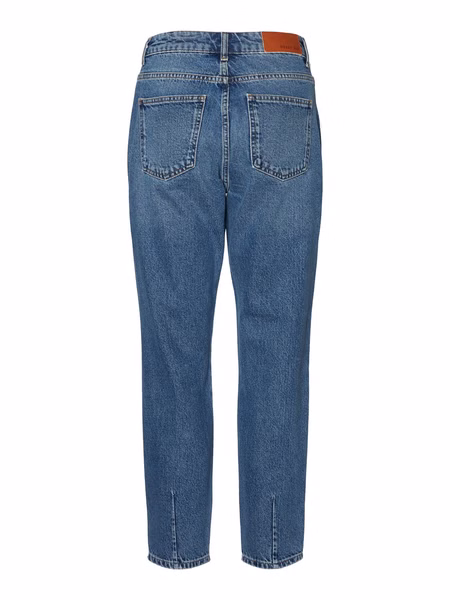 Noisy May Damen Jeans NMISABEL HW ANKL MOM JNS KI018MB -  Straight Fit - Blau - Medium Blue Denim Noisy May Damen Jeans NMISABEL HW ANKL MOM JNS KI018MB -  Straight Fit - Blau - Medium Blue Denim