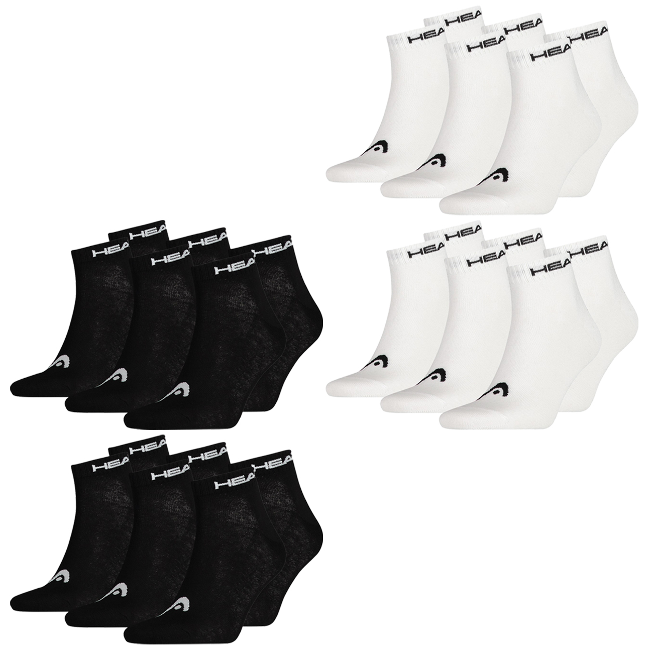 HEAD Herren Damen Unisex Quarter Kurzschaft Sport Socken - 6er 9er 12er Multipack