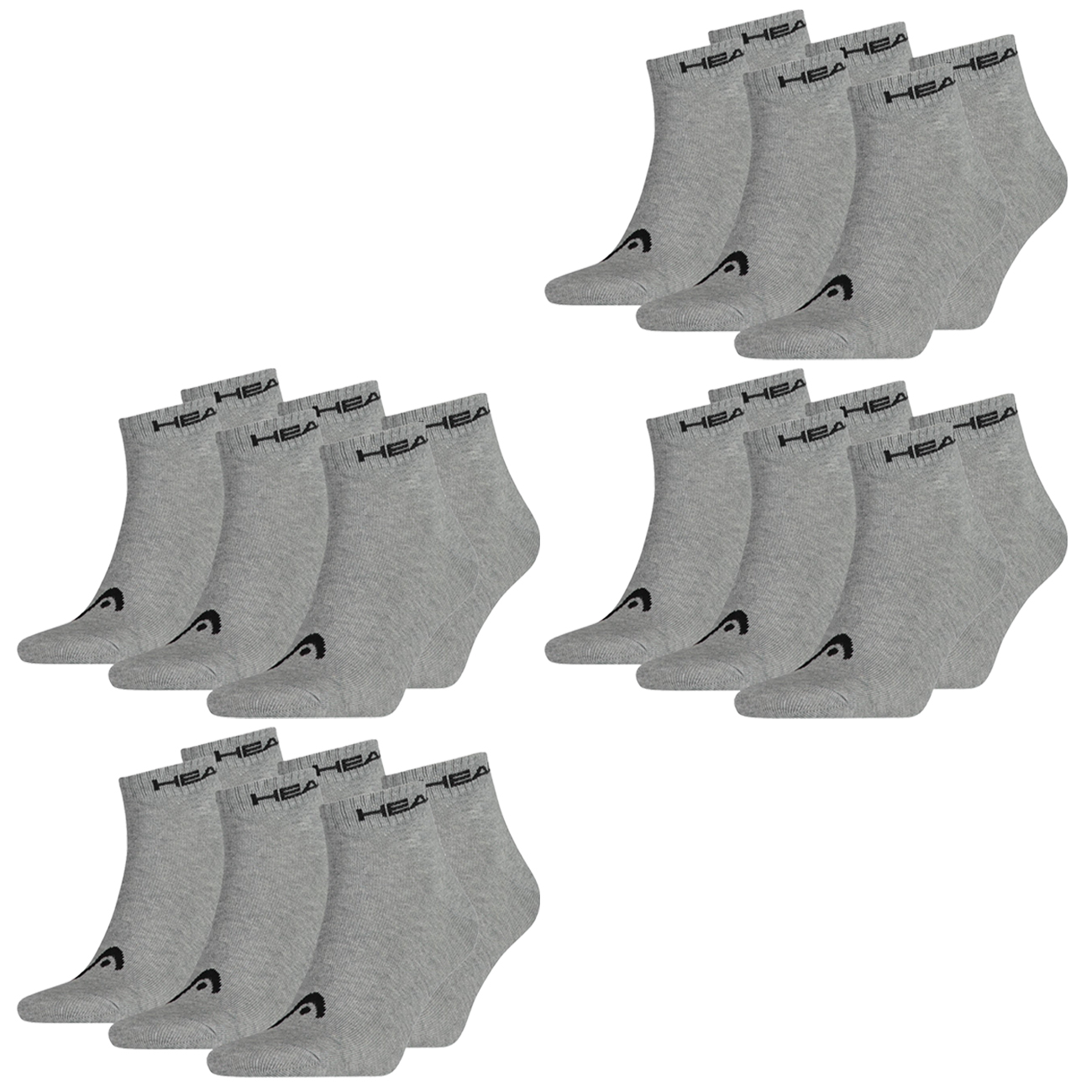 HEAD Herren Damen Unisex Quarter Kurzschaft Sport Socken - 6er 9er 12er Multipack