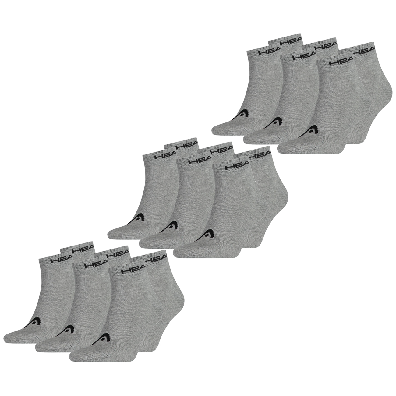 HEAD Herren Damen Unisex Quarter Kurzschaft Sport Socken - 6er 9er 12er Multipack